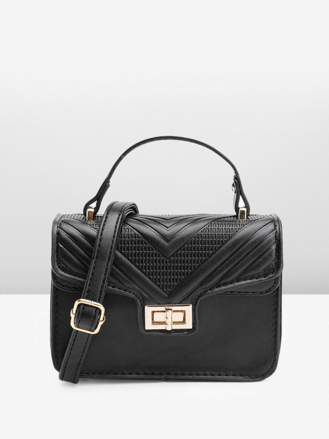 DressBerry Textured Structured Satchel Bag