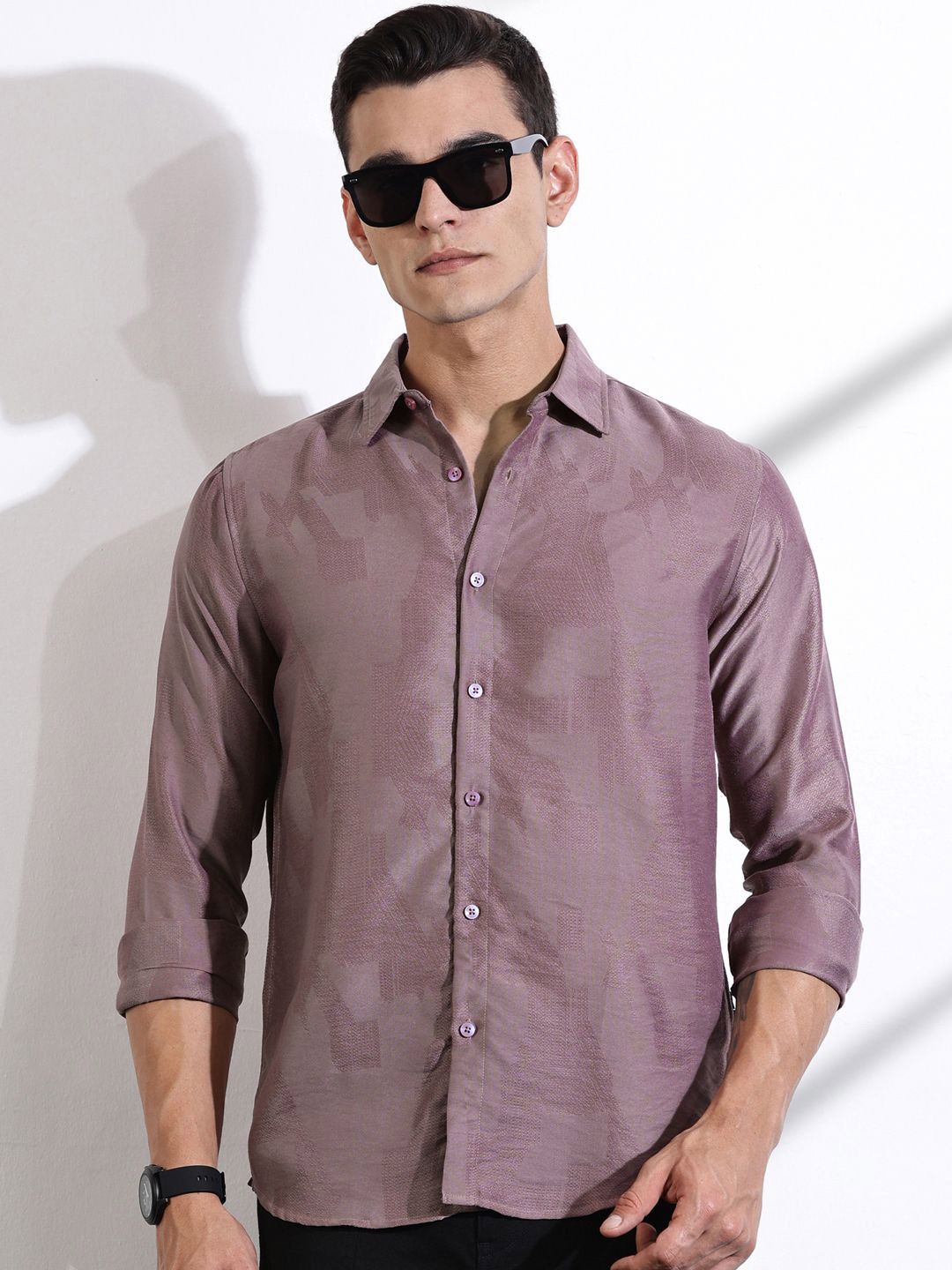 Thomas Scott Men Classic Slim Fit Opaque Casual Shirt