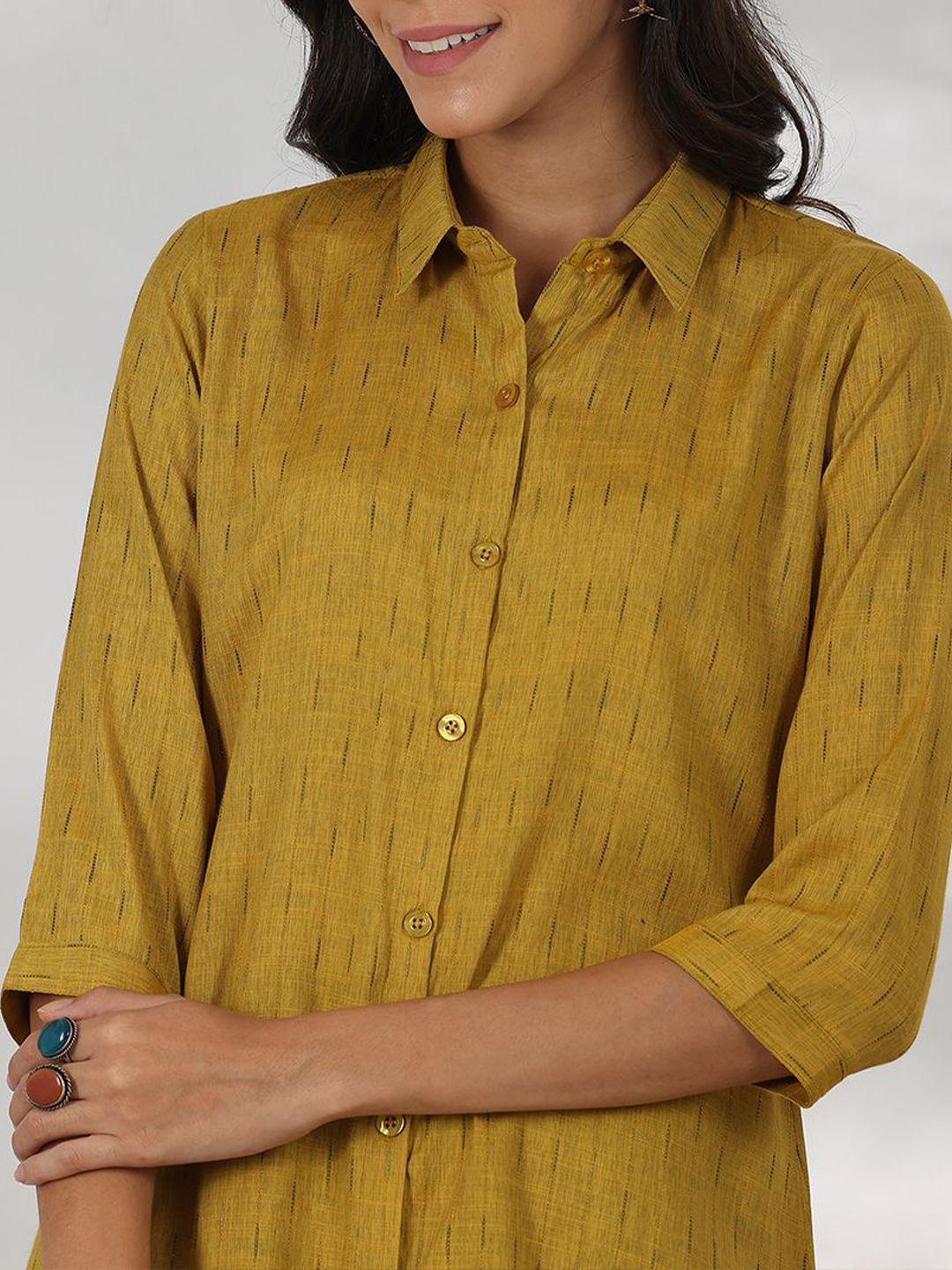 Libas Women Striped Shirt Collar Tunic