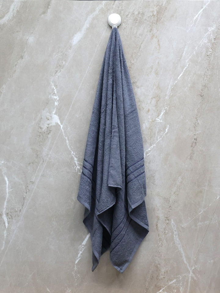 BOMBAY DYEING Flora Grey Pure Cotton 400 GSM Bath Towel