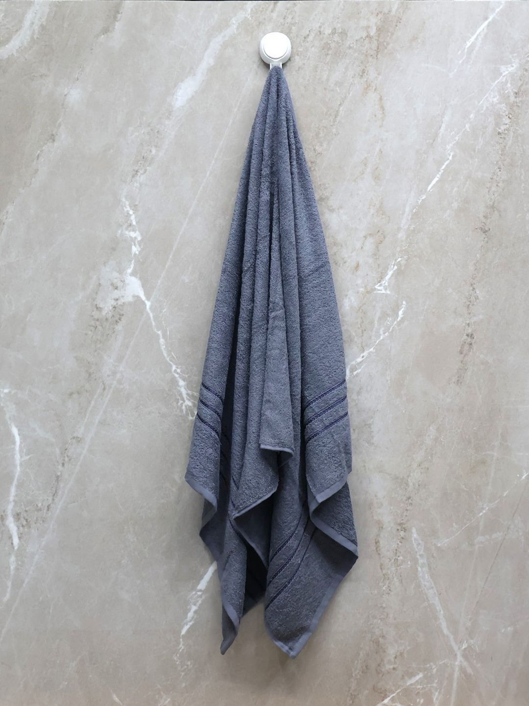 BOMBAY DYEING Flora Grey Pure Cotton 400 GSM Bath Towel