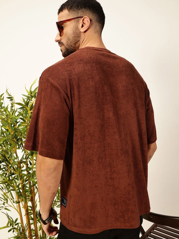 Thomas Scott Men Solid Round Neck Cotton Oversized T-shirt