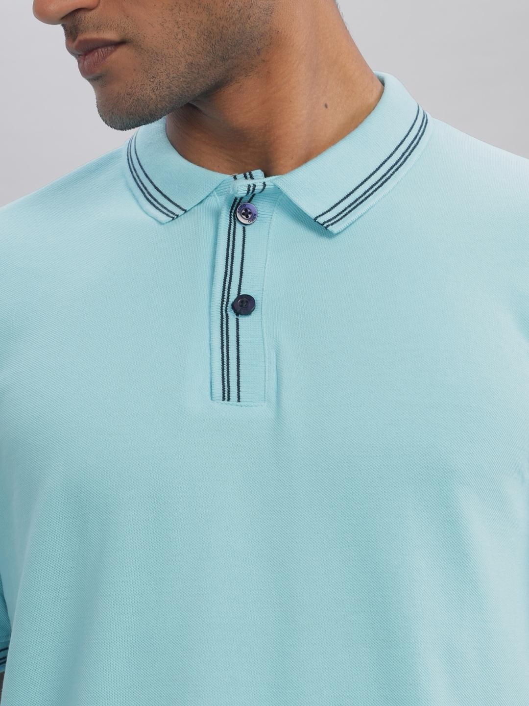 Tshirts ADRO Men Turquoise Blue Cotton
