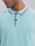 Tshirts ADRO Men Turquoise Blue Cotton