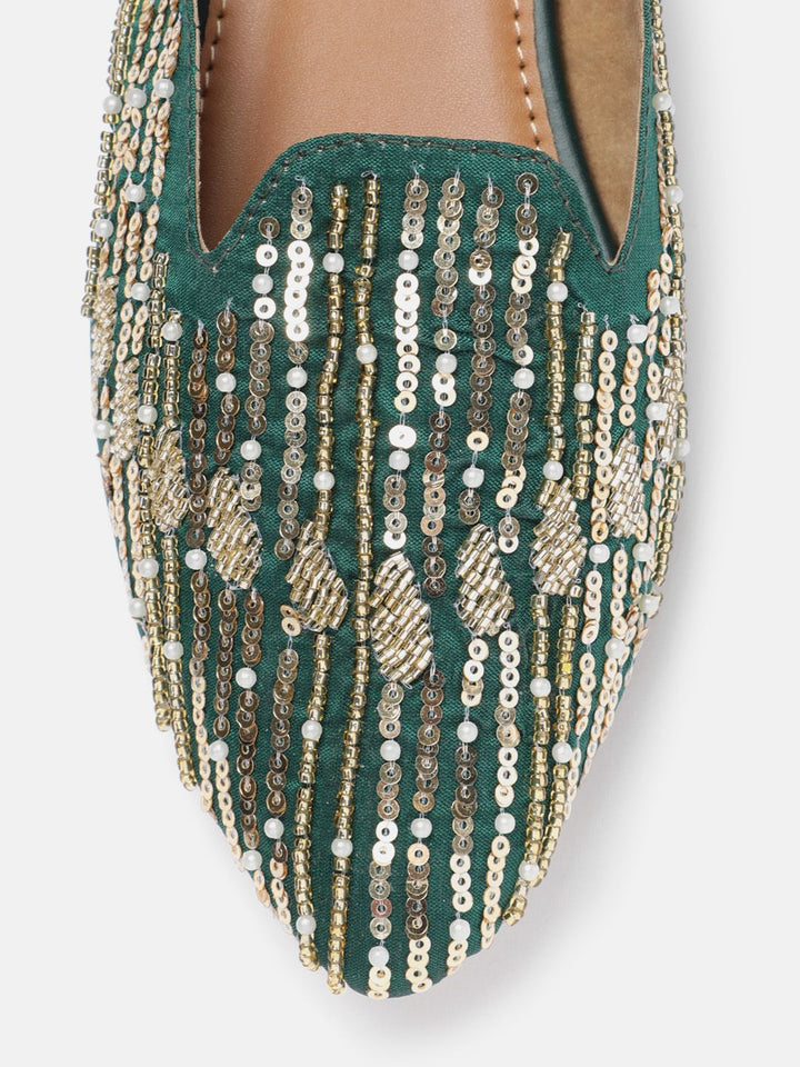 House of Pataudi Sequin Embellished Mules