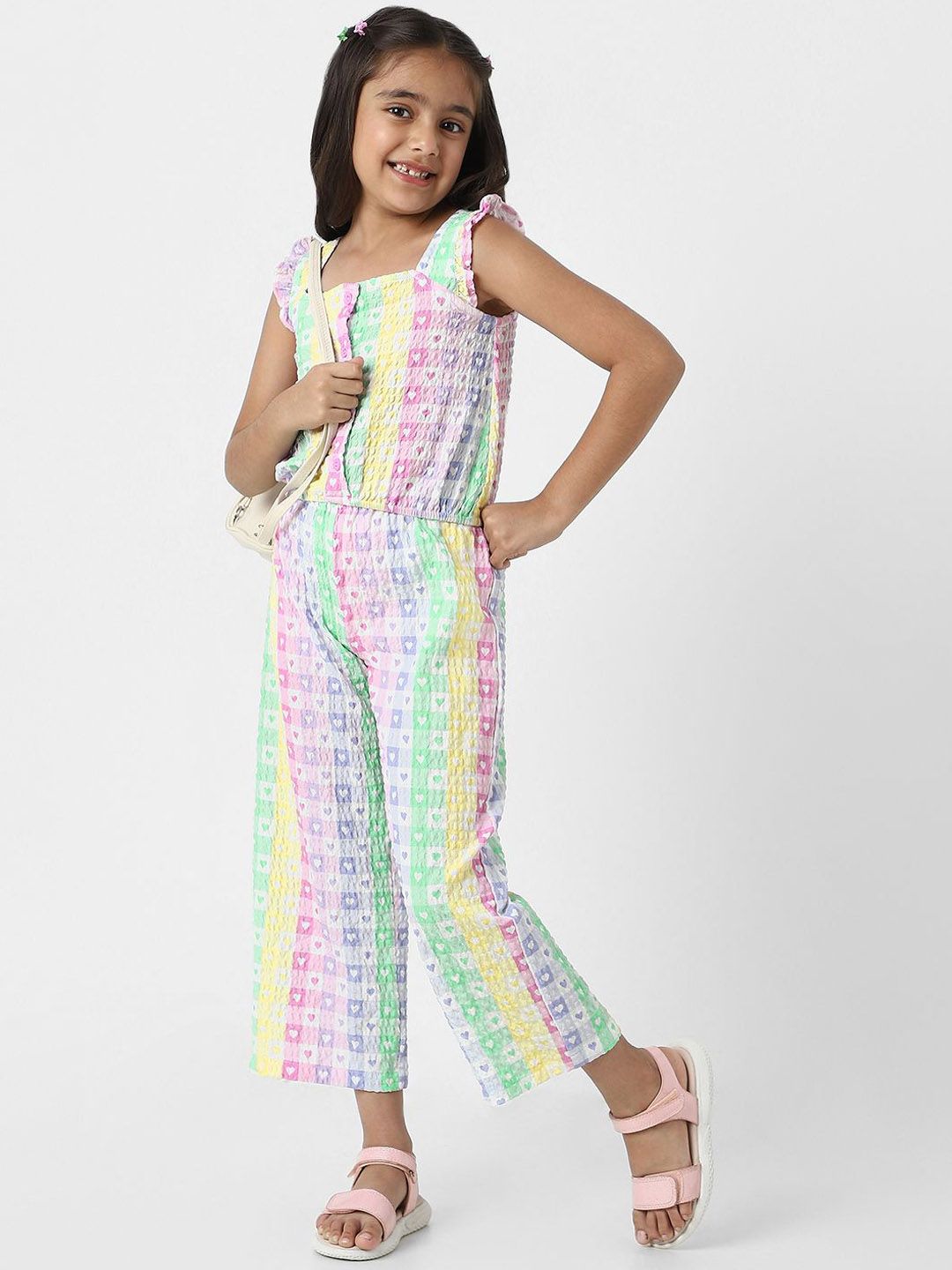 Nauti Nati Girls Heart Prints Crop Top & Pants Clothing Set