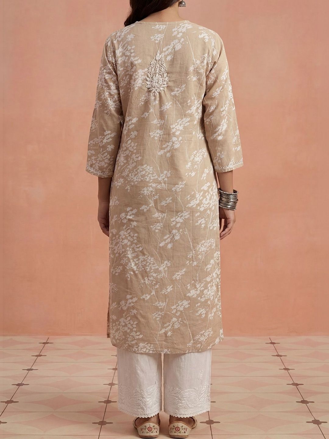 Kurta Sulam Benang Sulam Wanita Rumah Chikankari
