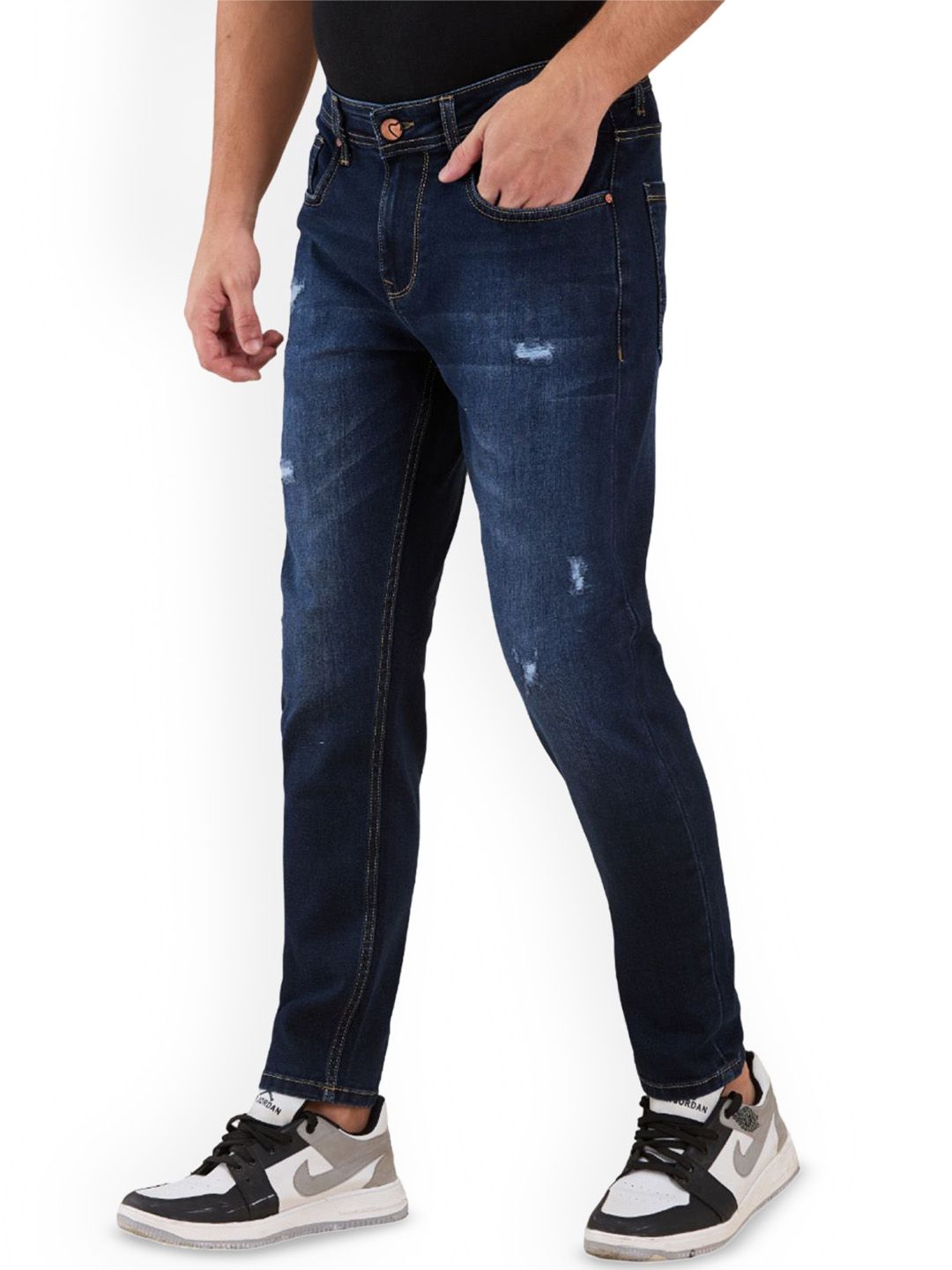 Being Human Men Classic Slim Fit Mildly Distressed Light Fade Stretchable Jeans