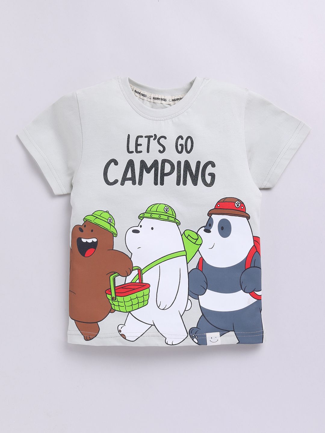 Happy Faces Boys We Bare Bears Printed Pure Cotton T-shirt