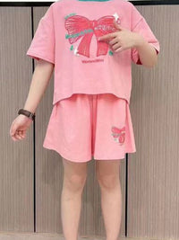 YK Girls Printed Round Neck T-Shirt With Shorts