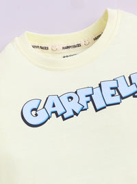 Happy Faces Kids Girls Garfield Printed Pure Cotton T-Shirt