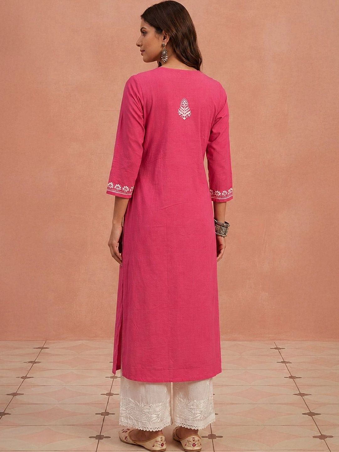 Rumah Wanita Chikankari Sulam Kurta Chikankari