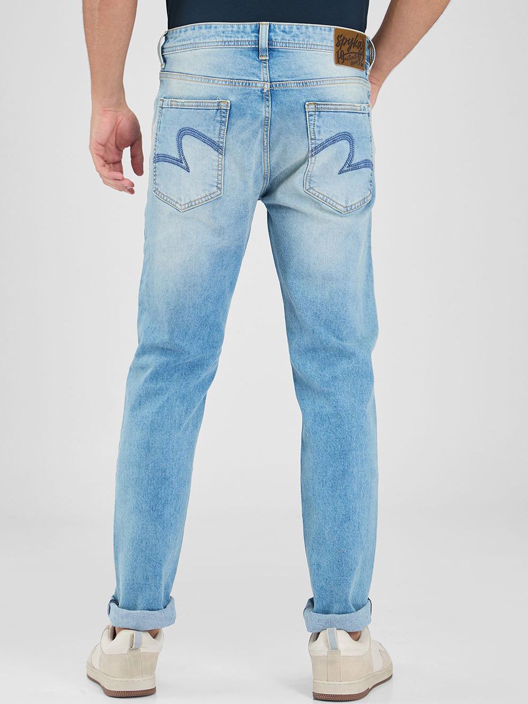 SPYKAR Men Skinny Fit Low-Rise Mildly Distressed Heavy Fade Stretchable Jeans
