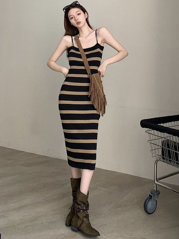 DressBerry Women Striped Bodycon Midi Dress