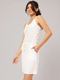DressBerry Cinched Waist Schiffli A-Line Dress