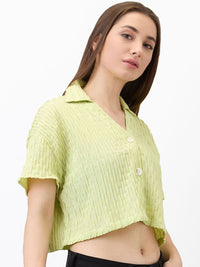 SPYKAR Women Boxy Fit Spread Collar Textured Casual Shirt