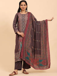Mamicha Women Floral Embroidered Regular Pure Cotton Kurta with Palazzos & With Dupatta