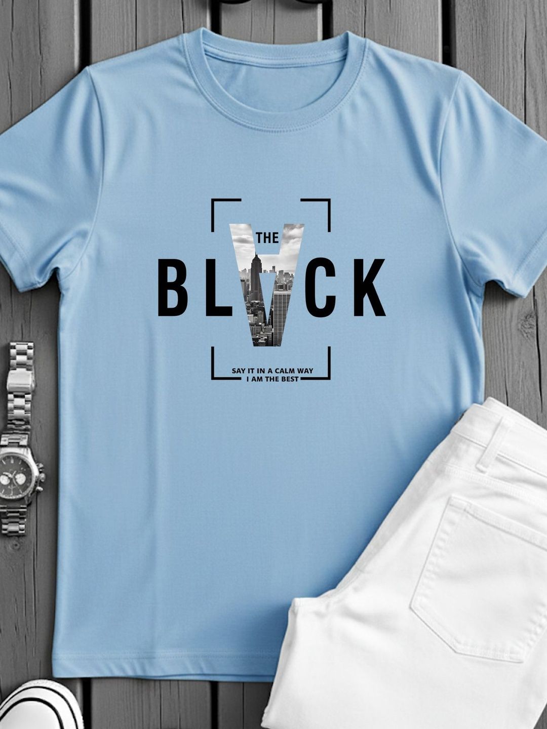 ADRO Typography Printed Short Sleeves Cotton Regular Fit T-shirt