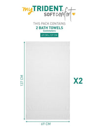 MYTRIDENT White 2 Pieces Cotton 500 GSM Bath Towel
