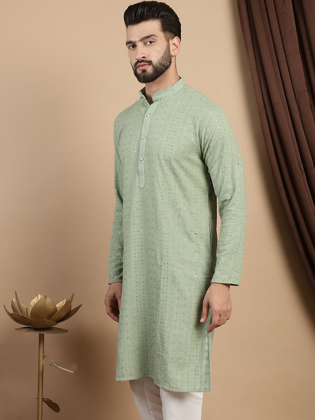 Anouk Mandarin Collar Lengan Panjang Cotton Kurta