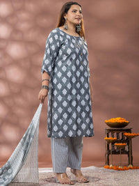 Mamicha Regal Ethnic Motifs Printed Kurta With Palazzos & Dupatta
