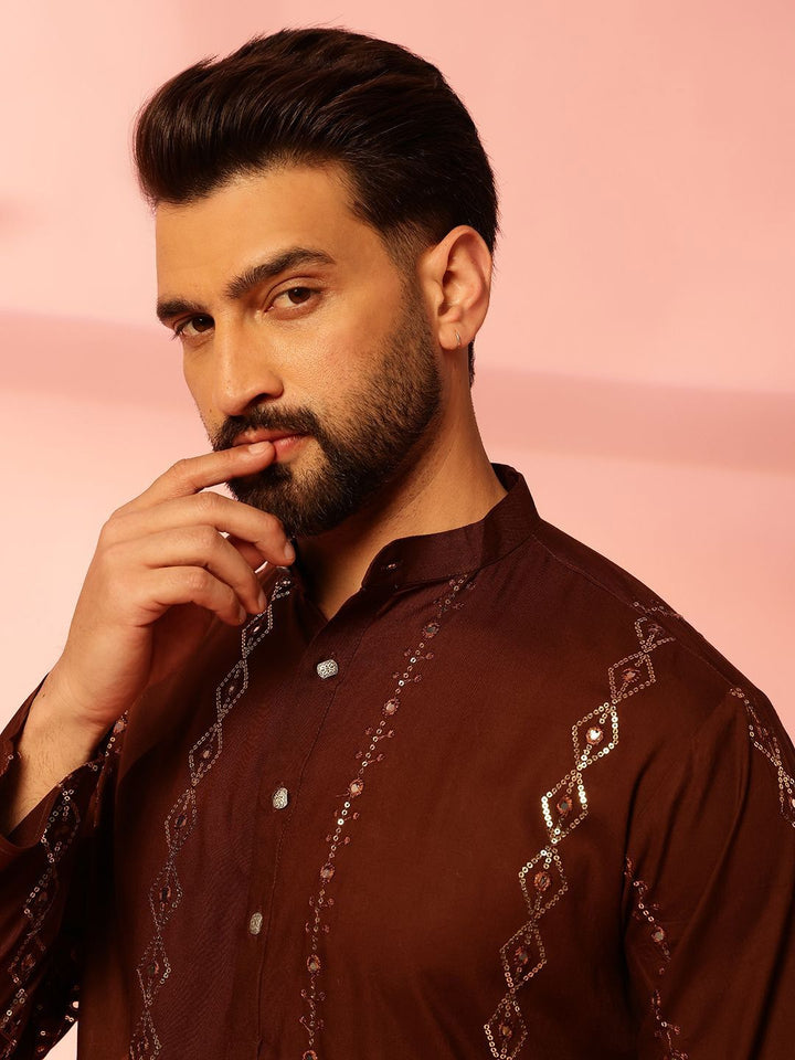 Anouk Men Embroidered Regular Mirror Work Pure Cotton Kurta with Pyjamas