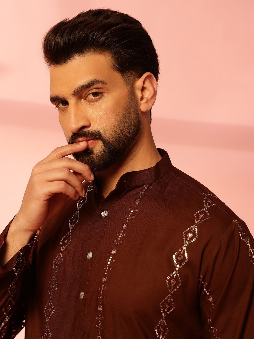 Anouk Men Embroidered Regular Mirror Work Pure Cotton Kurta with Pyjamas