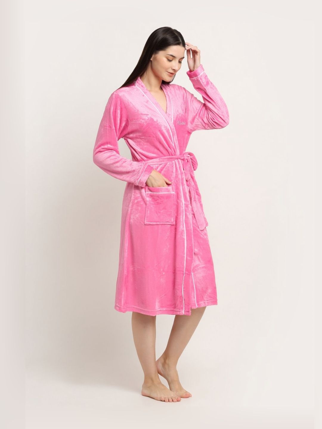 KLOTTHE Woolen Water Absorbent Bath Robe With Belt