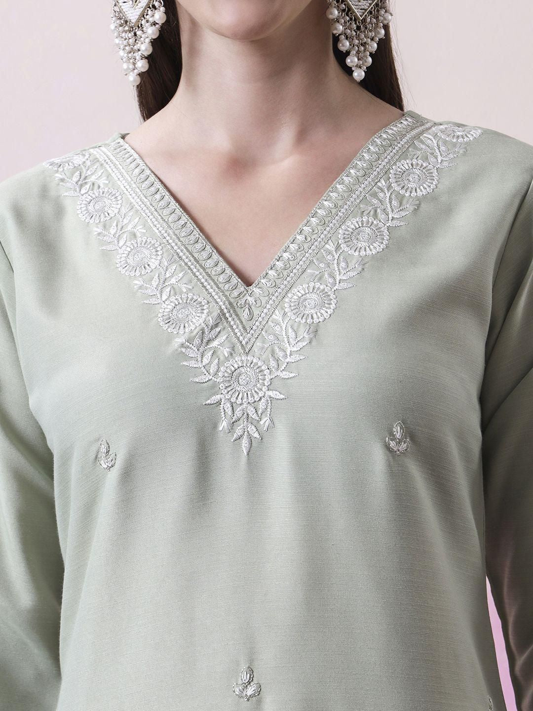 KALINI Women Embroidered A-Line Kurta Set