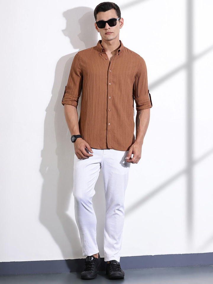 Thomas Scott Men Classic Slim Fit Opaque Casual Shirt