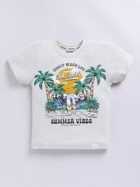 Happy Faces Boys Printed Tropical Pure Cotton T-shirt