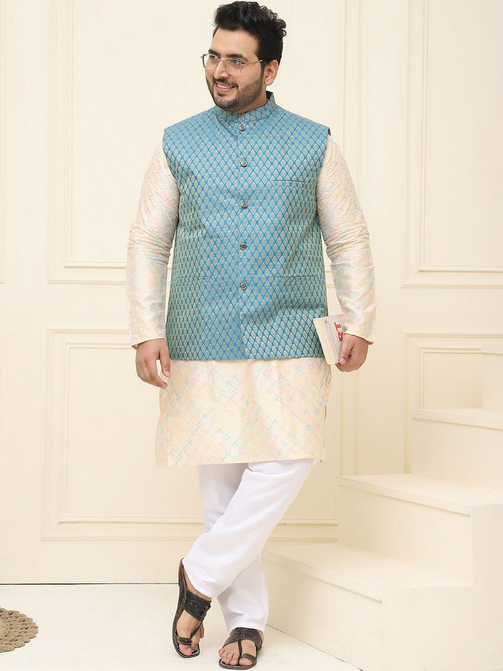 SOJANYA PLUS Men Printed Nehru Plus Size Jacket