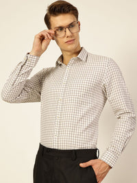 Thomas Scott Men Smart Spread Collar Tartan Checked Cotton Formal Shirt