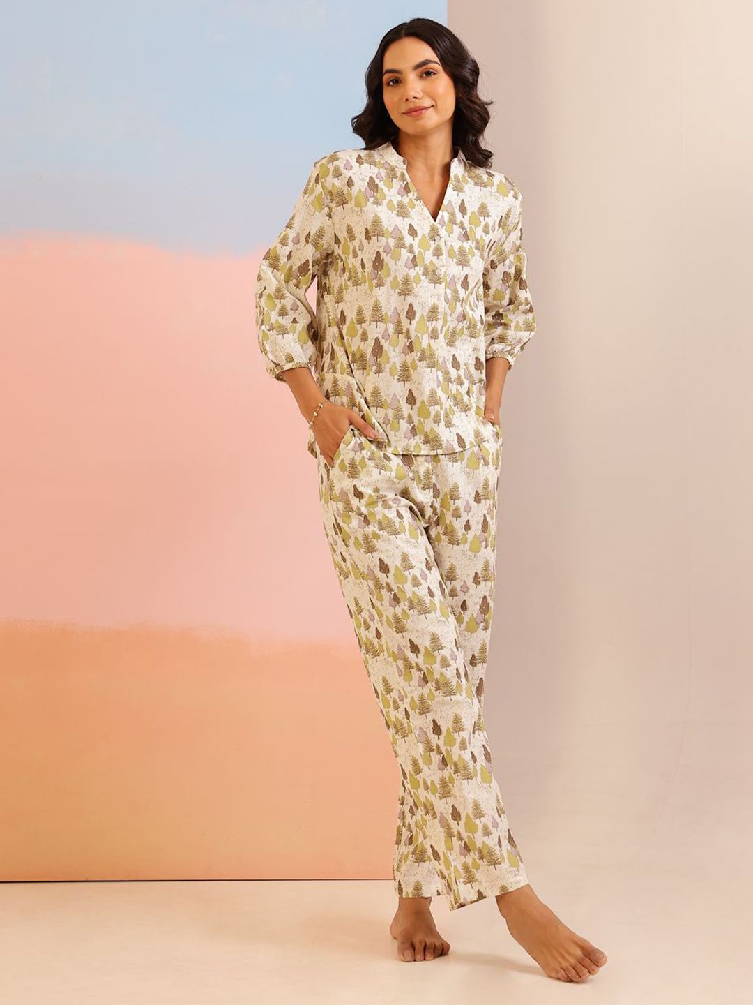 SANSKRUTIHOMES Women Printed Night suit