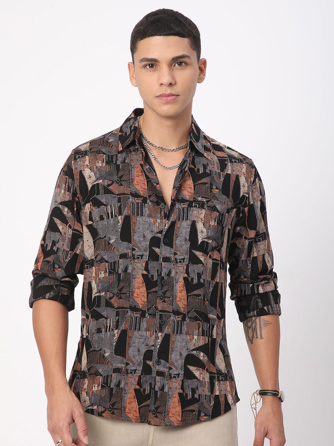 VASTRADO Men Classic Slim Fit Opaque Printed Casual Shirt