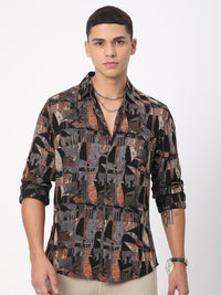 VASTRADO Men Classic Slim Fit Opaque Printed Casual Shirt
