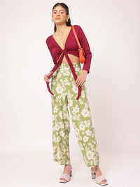 DressBerry Gypsy Spirit Plunge Neckline Tie-Up Crop Top