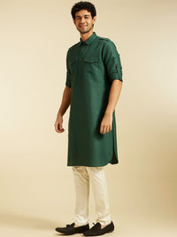 Diwas by Manyavar Shirt Collar Roll-Up Sleeves Pathani Kurta