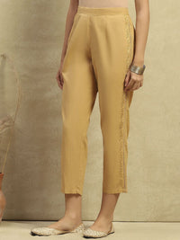 House of Chikankari Women Brown Cotton Chikankari Embroidered Pant