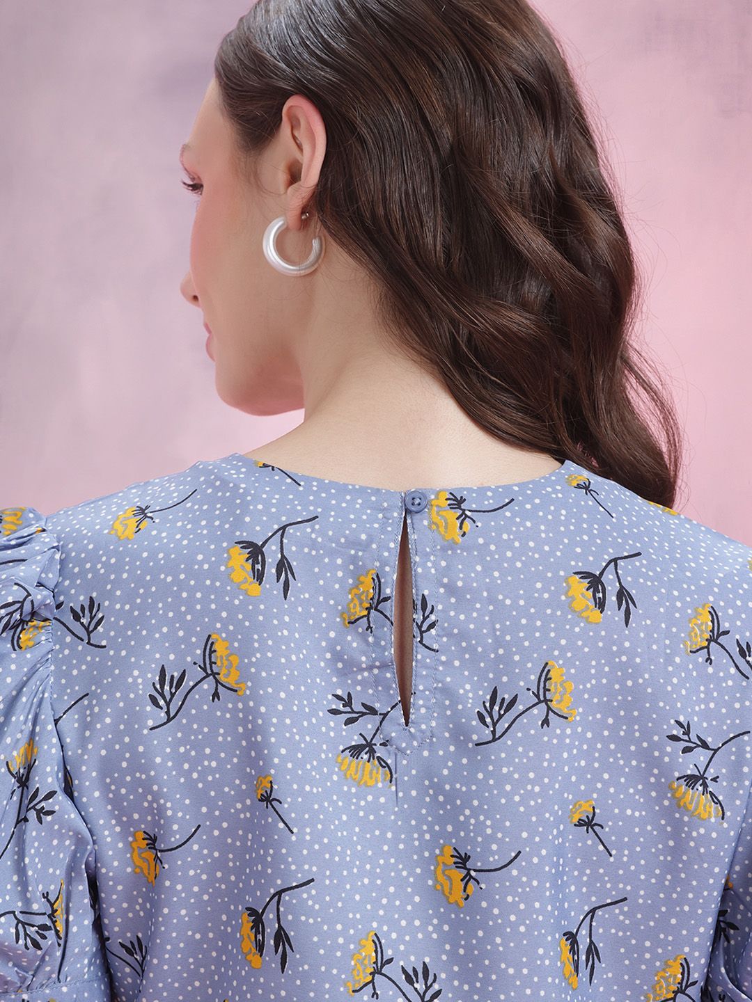 DressBerry Floral Print Puff Sleeve A-Line Dress