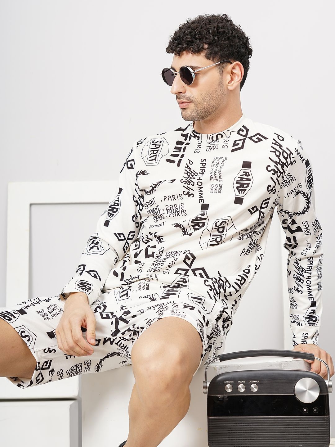 The Indian Garage Co Typography Printed Long Sleeve Sweatshirt & Shorts