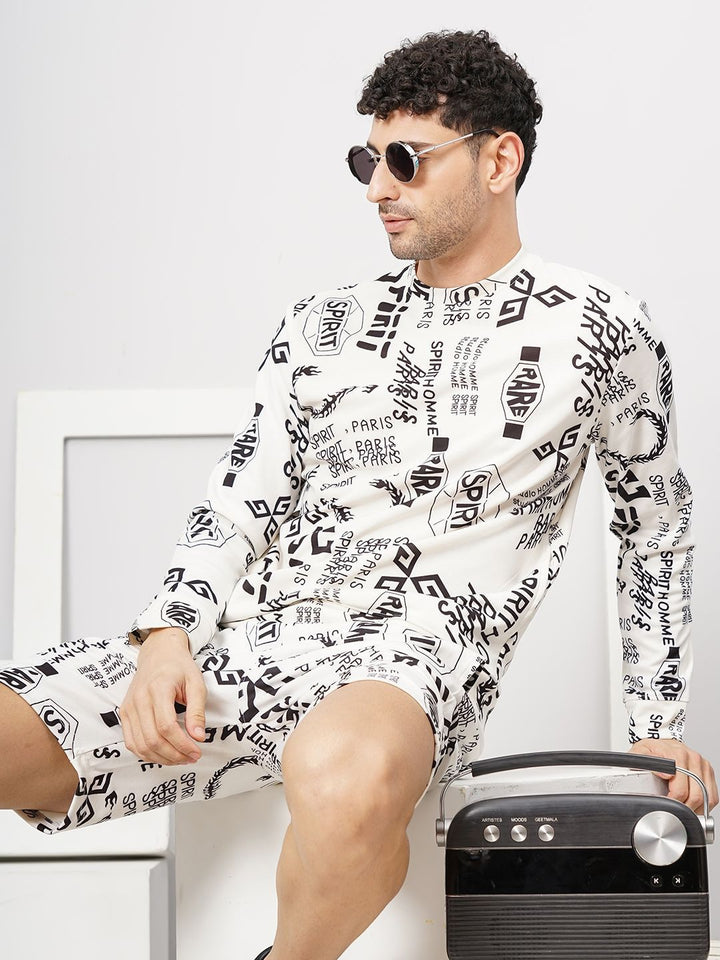 The Indian Garage Co Typography Printed Long Sleeve Sweatshirt & Shorts