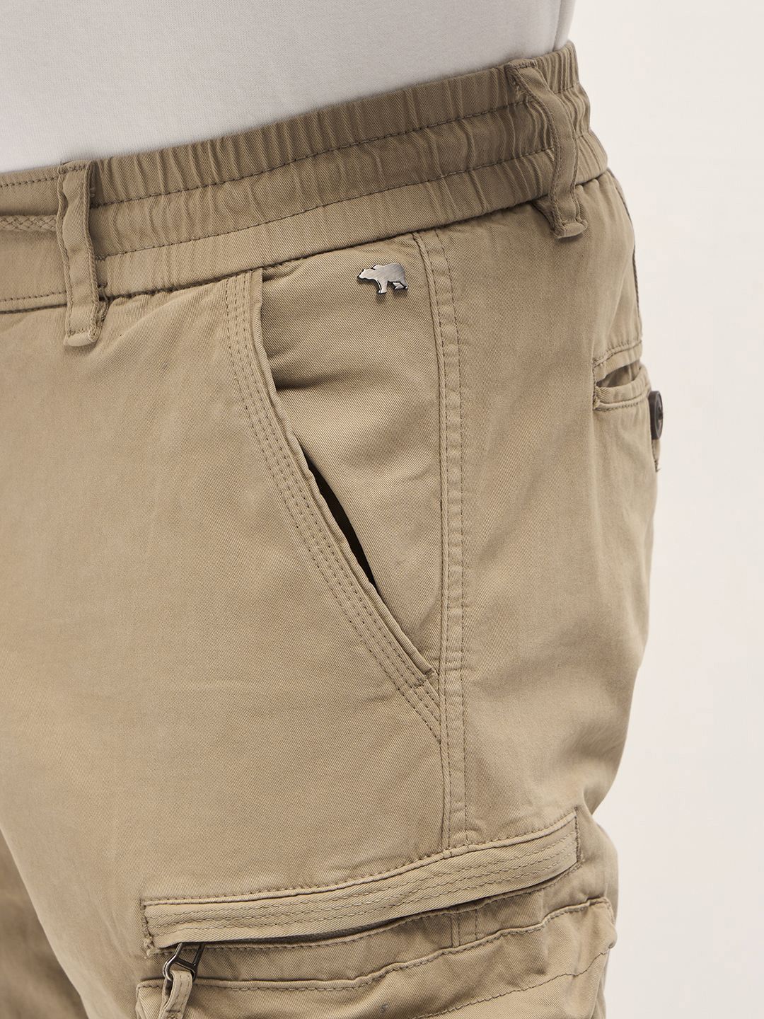 THE BEAR HOUSE Men Cotton Solid Regular Fit Cargo