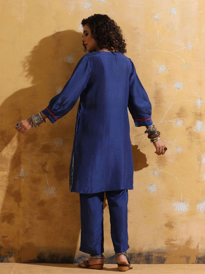 trueBrowns Muslin Silk Relaxed-FitTunic With Trousers Co-Ords