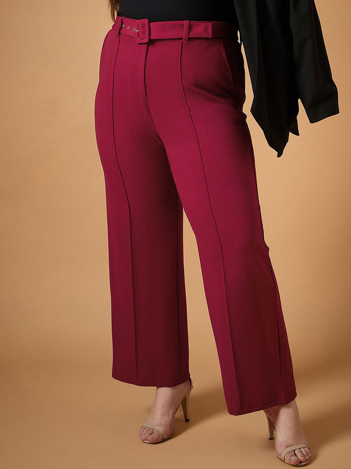 SASSAFRAS Curve Women Straight Fit High-Rise Pleated Trousers