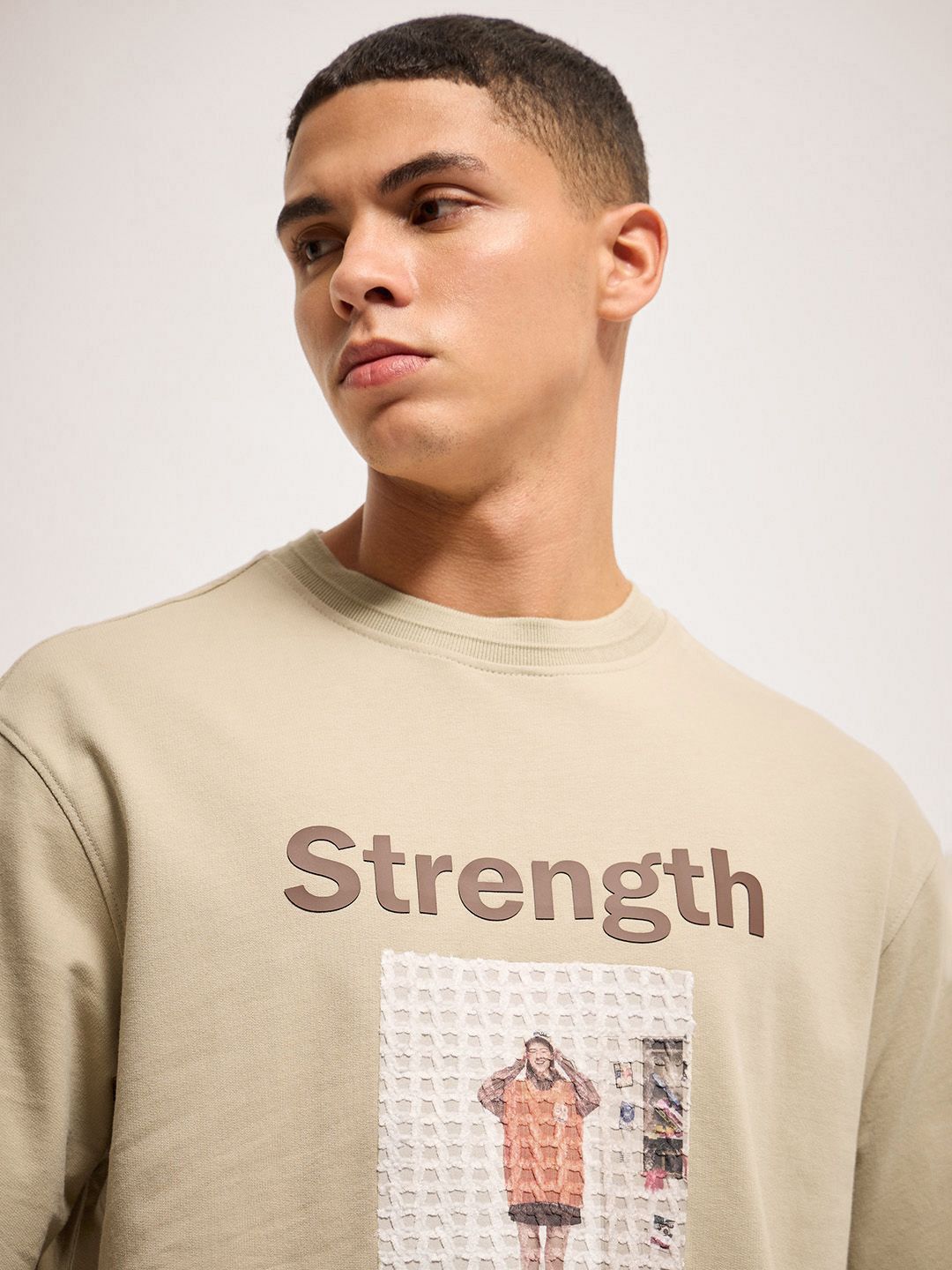THE BEAR HOUSE Men Graphic Printed Round Neck Cotton Oversized T-shirt