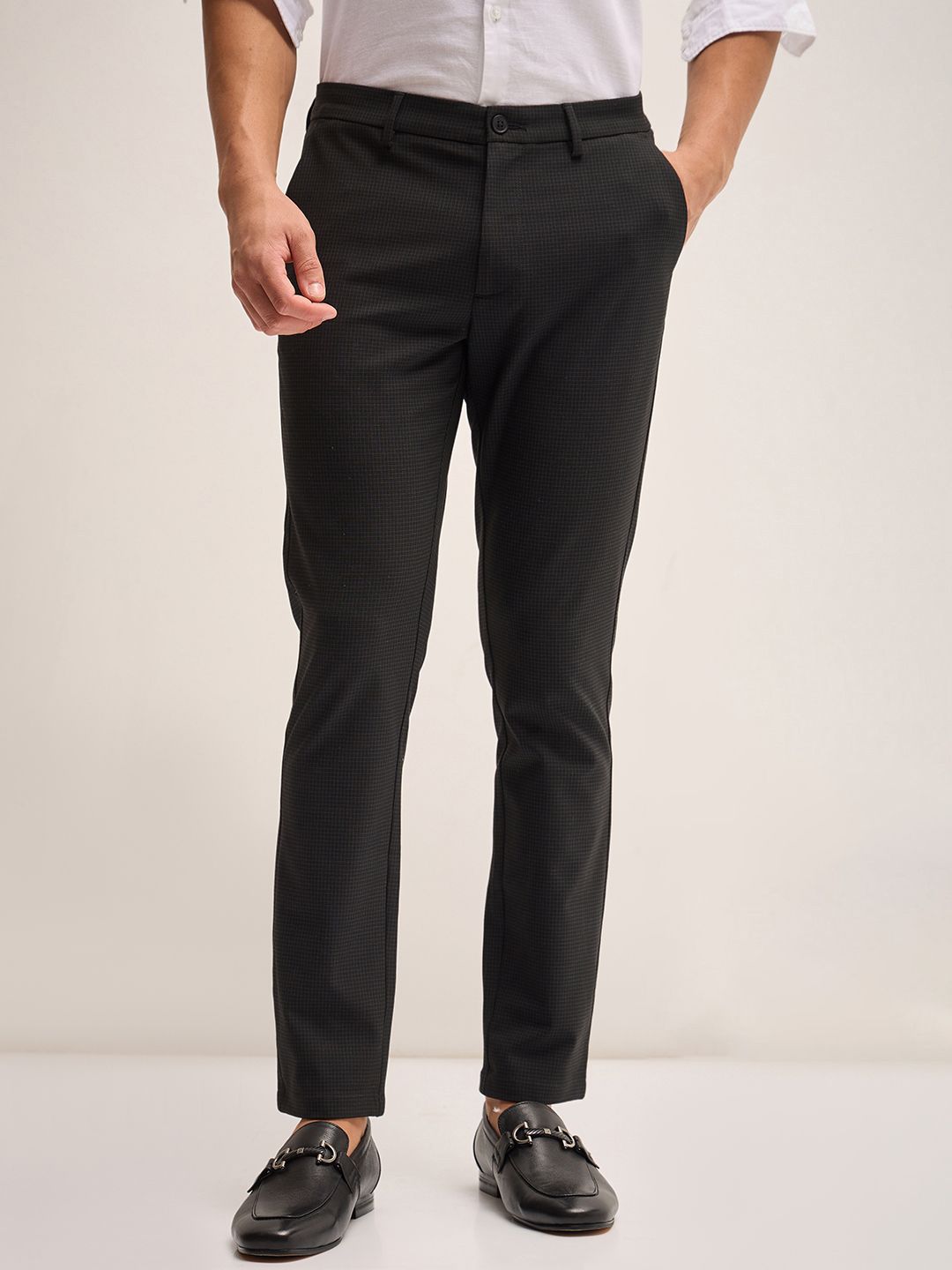 THE BEAR HOUSE Men Slim Fit Chinos Formal Trousers