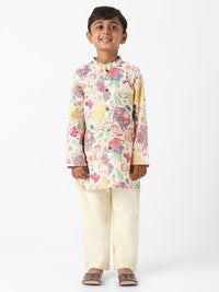 Nauti Nati Boys Floral Printed Regular Pure Cotton Kurta with Pyjamas