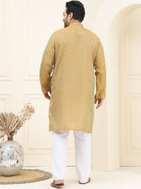 SOJANYA PLUS Ethnic Motifs Woven Design Jacquard Straight Kurta With Pyjama