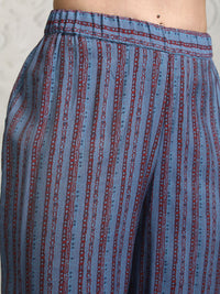 Vishudh Striped Shirt Collar Tunic With Trousers
